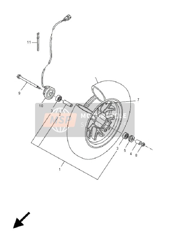 Yamaha CW50N 2011 Ruota anteriore per un 2011 Yamaha CW50N